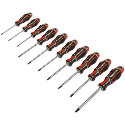  - 10 Pack Premium Soft Grip Screwdriver SetTrx Star Security Various Sizes Red