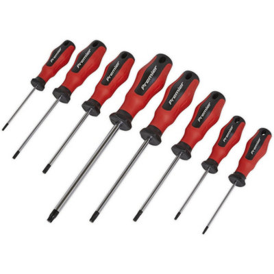 B&Q 8 Pack Premium S2 Steel Soft Grip Screwdriver Set Trx Star Security Various Size