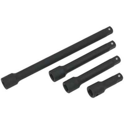 Premium 4 Piece Impact Extension Bar Set1/2 Inch Drive With 75mm To 250mm Lengths