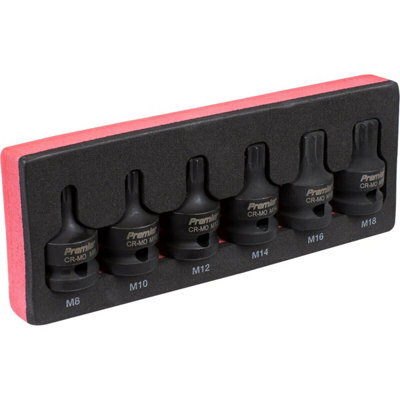  - Premium 6 Piece Impact Spline Socket Bit Set1/2 Inch DriveDurable Chromoly Steel Construction