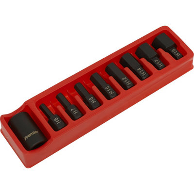  - Premium 9 Piece Impact Hex Socket Bit Set With Steel Bit Holder