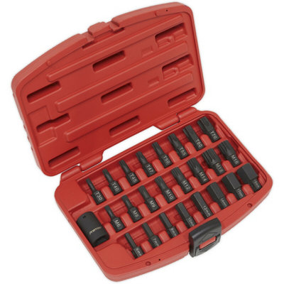  - 25 Piece Impact Socket Bit Set1/2" Square DriveTrx-Star / Hex / Spline Bit