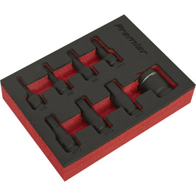  - 8 Piece Premium Hex Impact Socket Bit Set3/8" Sq DriveQuick Change Adaptor
