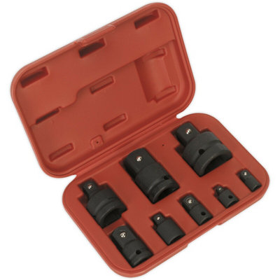 8 Piece Impact Wrench Socket Adaptor SetDrop Forged SteelStorage Case from B&Q
