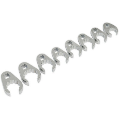 8 Piece Crow's Foot Spanner Set1/2 Inch Drive Metric Ratchet Adapter from B&Q