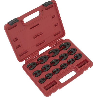  - Premium 15Pc Crows Foot Nut Spanner Socket Set With 3/8" Drive Ratchet
