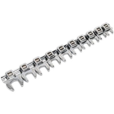  - 10-Piece Open Ended Crows Foot Nut Spanner Socket Set With 3/8" Drive