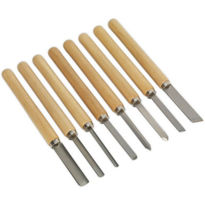  - Professional 8 Piece Wood Turning Chisel Set With Durable Steel Shafts And Comfortable Handles