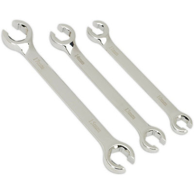  - 3 Piece Flare Nut Spanner Set For Compression Joints And Brake Work