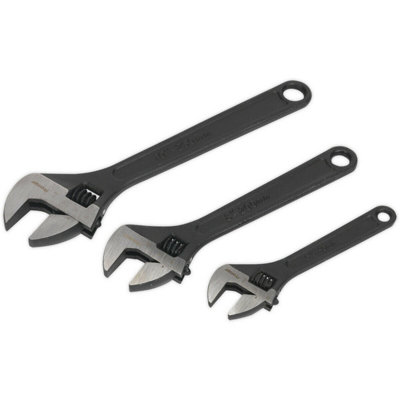 3 Piece Wrench SetThree Adjustable Drop Forged Steel WrenchesVarious Sizes from B&Q