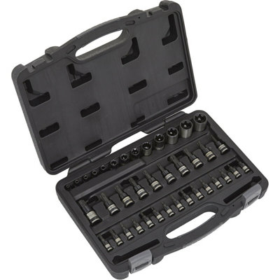  - 38 Pack Trx & Trx Security Bit Set1/4" 3/8" 1/2" Square Drive Socket S2 Steel
