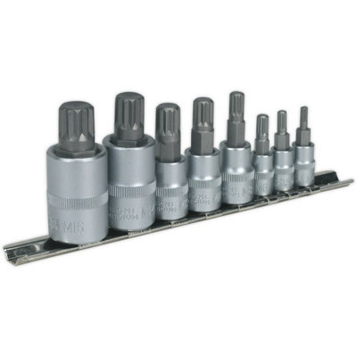  - 8Pc Spline Socket Bit Set1/4" 3/8" 1/2" Square DriveM4 To M16S2 Steel