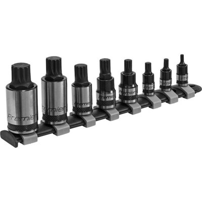  - 8Pc Premium Spline Socket Bit Set1/4" 3/8" & 1/2" Square DriveM4 To M16