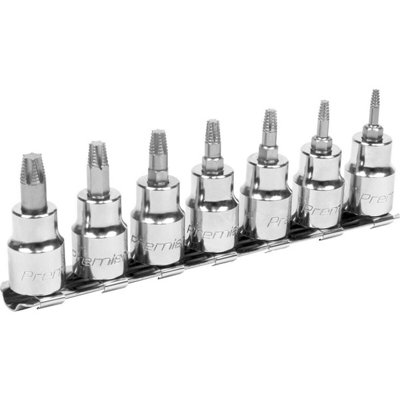  - 7Pc Trx Star Socket Bit Set3/8" Square DriveDamaged & Stripped Bolt Screws