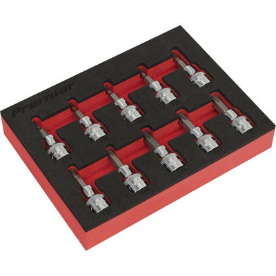  - 10Pc Trx Star Socket Bit Set 3/8" Square DriveT10 To T5050mm Long Shaft