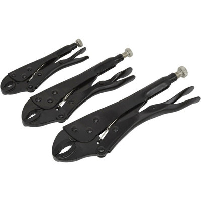  - Premium 3 Piece Locking Pliers Set125mm175mmAnd 250mm Chrome Vanadium Steel Tools