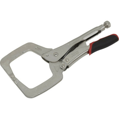 B&Q 280Mm Locking C-Clamp Pliers - 0-90Mm Jaw Capacity - Knurled Adjustment Screw