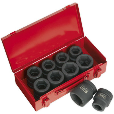  - Premium 10 Piece Impact Socket Set1 Inch DriveHigh Torque Chromoly Steel