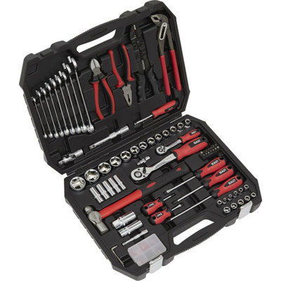 Comprehensive 100-Piece Mechanic Tool Kit With Ratchet SetSocketsAnd Pliers from B&Q