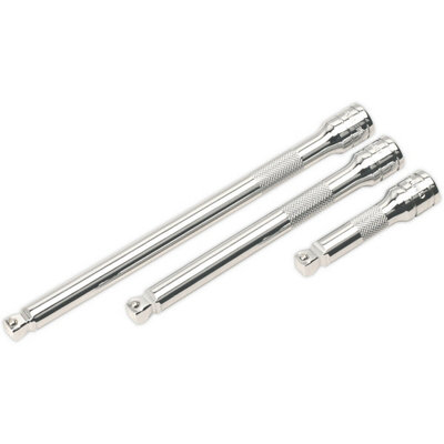 3 Piece Chrome Vanadium Wobble And Rigid Extension Bar Set With Deep Knurling from B&Q