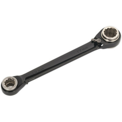  - Premium 4-In-1 Double Ended Reversible Ratchet Ring SpannerVersatile Steel Metric Wrench