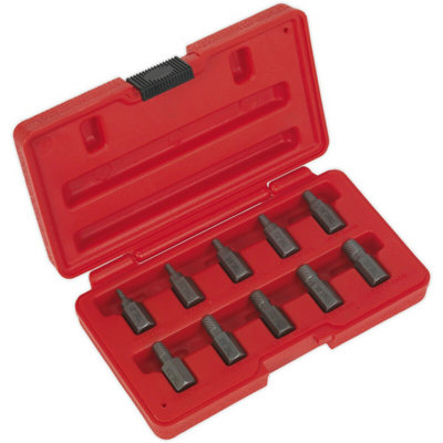 10 Piece Multi-Spline Screw Extractor SetReverse Spiral DesignHex Head from B&Q