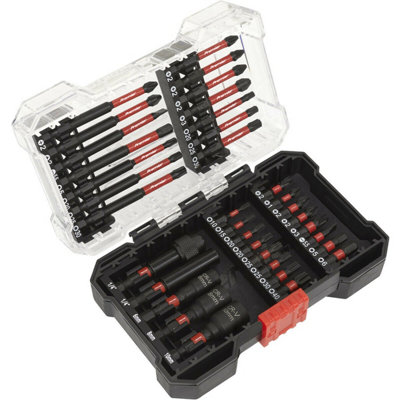 B&Q 35 Piece Impact Grade Power Tool Bit Set - S2 Steel Bits - Plastic Storage Case