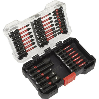 B&Q 34 Piece Impact Grade Power Tool Bit Set - S2 Steel Bits - Plastic Storage Case