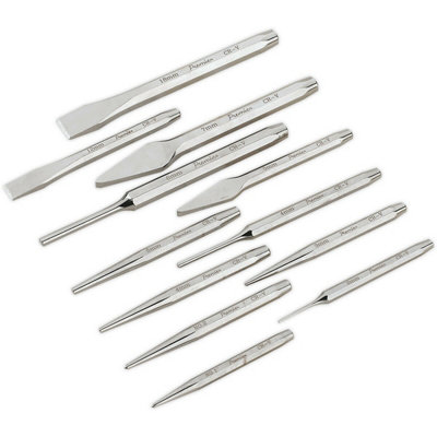  - 12-Piece Premium Punch And Chisel SetDurable Chrome Vanadium Steel Tools