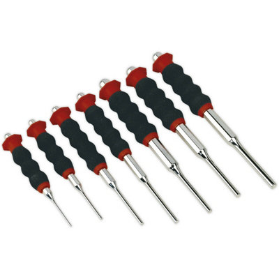  - Premium 7 Piece Parallel Pin Punch Set With Foam Grip And Chrome Finish