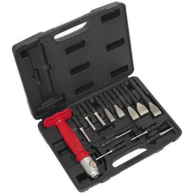 13 Piece Interchangeable Punch & Chisel Set - Hammer Through Grip - Storage Case 5056524255056 - Image 3