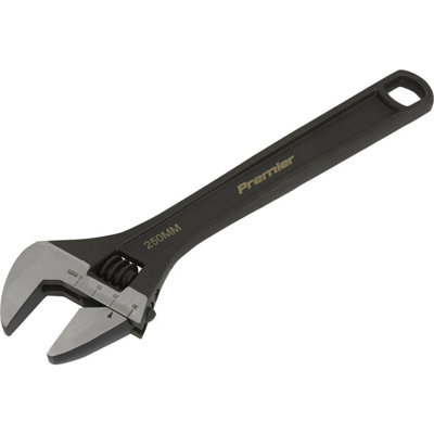 250mm Adjustable Drop Forged Steel Wrench27mm Offset Jaws Metric Calibration from B&Q