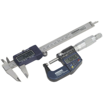Precision Digital Measuring Set: Micrometer And Calipers With Lcd Display from B&Q