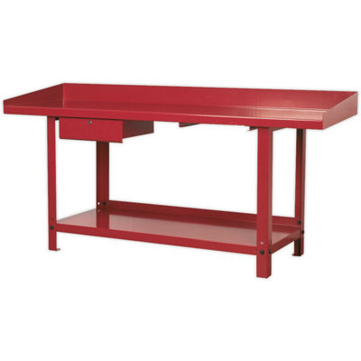 Heavy-Duty 2M Steel Workbench With Lockable Drawer And Bottom Shelf Storage from B&Q