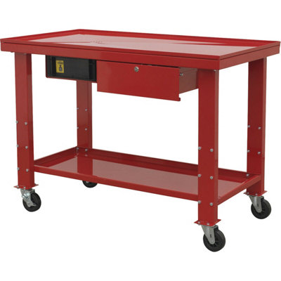 Durable Mobile Engine Repair Workbench With Fluid Drainage And Lockable Storage from B&Q