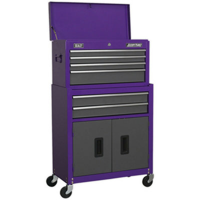 B&Q 6 Drawer Tool Chest And Rollcab Combination Unit - 615 X 295 X 705Mm Purple