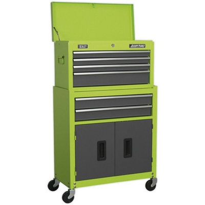 B&Q Premium 6 Drawer Tool Chest & Rollcab Combination Unit Green
