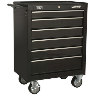 6 Drawer Black Portable Tool Chest With Locking Mobile Storage System from B&Q