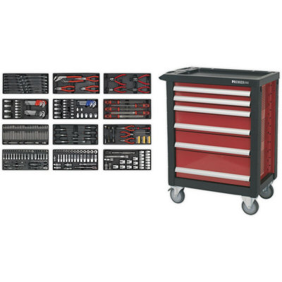  - Premium 6 Drawer Tool Rollcab With 298 Piece Comprehensive Tool Kit