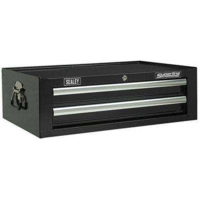  - Lockable 2 Drawer Tool Chest670mm Heavy-Duty Storage Cabinet In Black