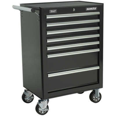 Portable 7 Drawer Tool Chest With Locking Mechanism685X465X1005mmBlack from B&Q