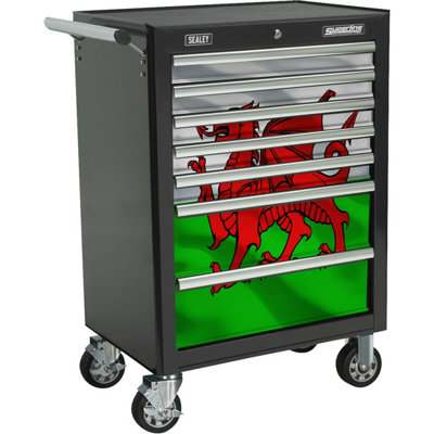 B&Q Wales 7 Drawer Portable Tool Chest With Locking Mechanism - Mobile Storage Solution