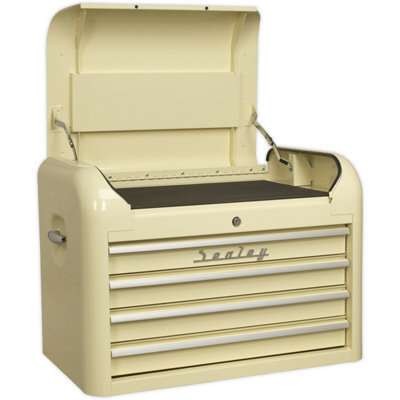 Retro Cream 4 Drawer Tool ChestLockable Storage Unit 700X450X495mm from B&Q