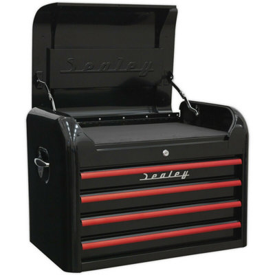 Retro Black 4 Drawer Tool Chest With Lockable Storage700X450X495mm from B&Q
