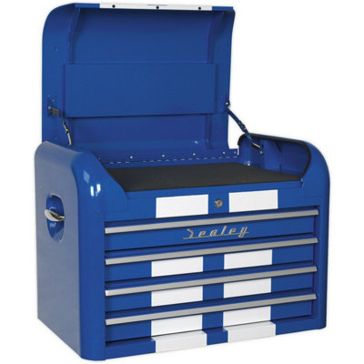 Retro Blue 4 Drawer Tool ChestLockable Storage Unit 700X450X495mm from B&Q