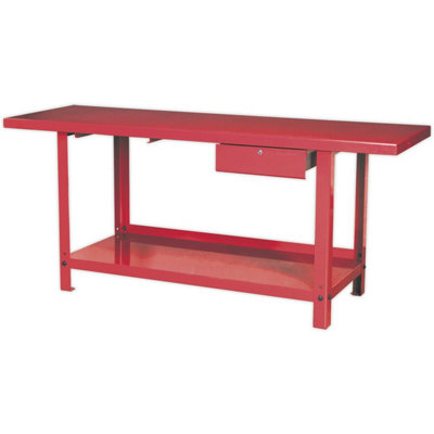 Durable 2M Steel Workbench With Lockable Drawer And Bottom Shelf Storage from B&Q