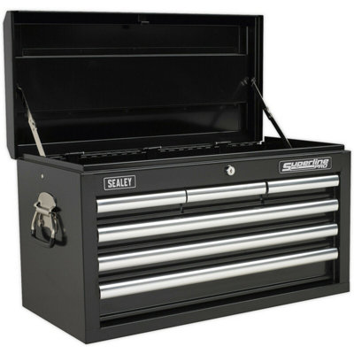 Durable 6 Drawer Black Tool Chest With Lockable Storage Cabinet from B&Q