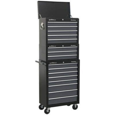 Premium Stacking 16 Drawer Tool Chest Bundle With Bb Slides In Black And Grey from B&Q