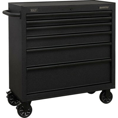 B&Q Portable 6 Drawer Tool Chest With Soft Close And Locking Mechanism Black