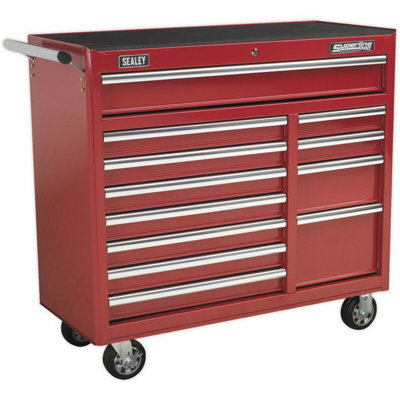 Red Portable Tool Chest With 12 DrawersHeavy-Duty Mobile Storage Solution from B&Q